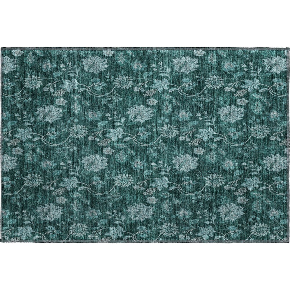 Premium Machine Washable Mayfield AMF680 Teal 1'8" x 2'6" Rug. Picture 1