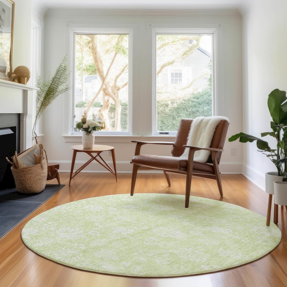 Premium Machine Washable Mayfield AMF681 Aloe 8' x 8' Round Rug. Picture 5
