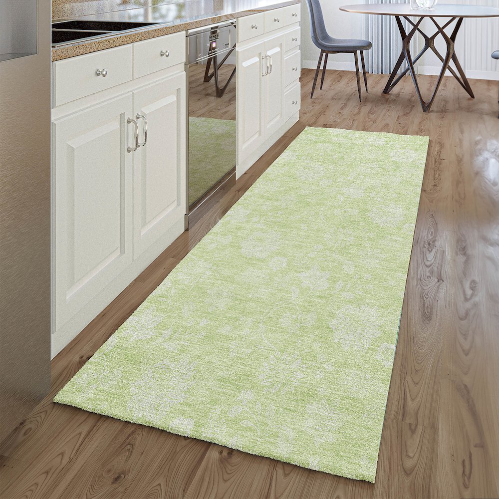 Premium Machine Washable Mayfield AMF681 Aloe 2'3" x 7'6" Runner Rug. Picture 5