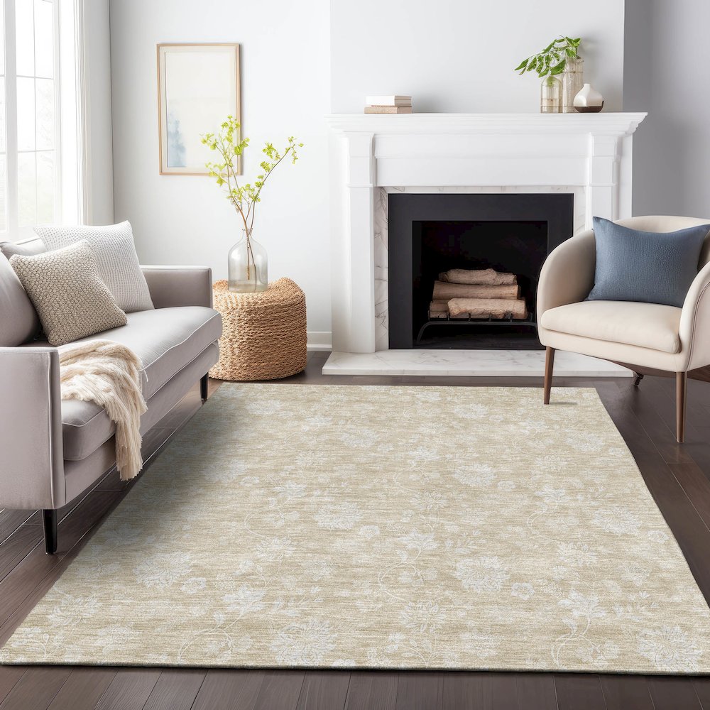 Premium Machine Washable Mayfield AMF681 Beige 2'6" x 3'10" Rug. Picture 5