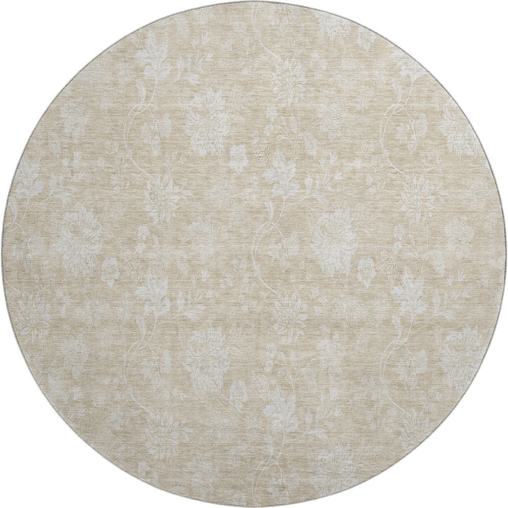 Premium Machine Washable Mayfield AMF681 Beige 8' x 8' Round Rug. Picture 1