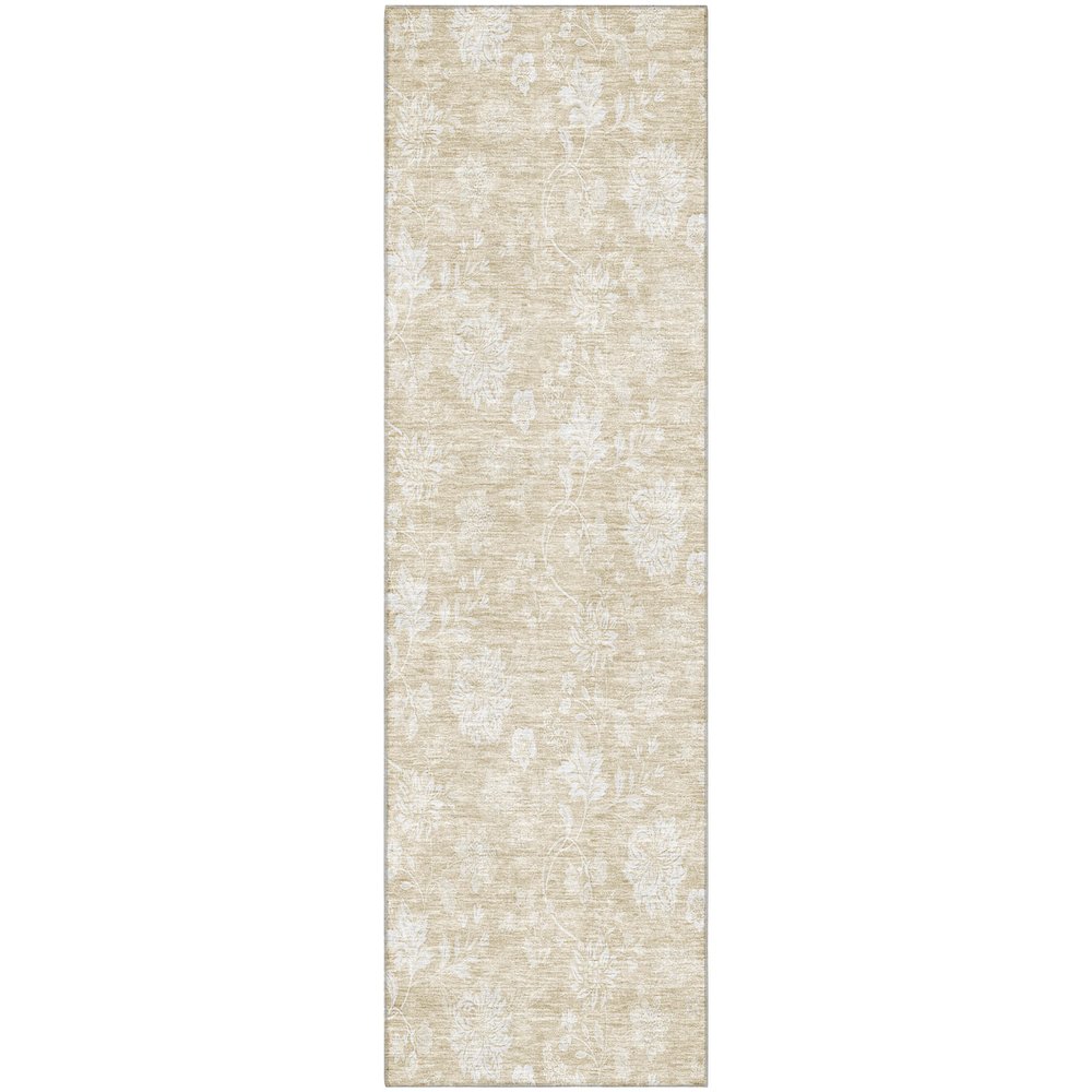 Premium Machine Washable Mayfield AMF681 Beige 2'3" x 7'6" Runner Rug. Picture 1
