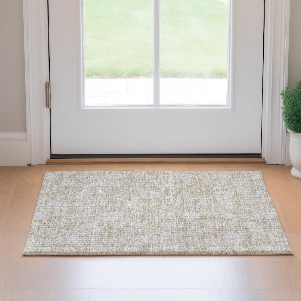 Premium Machine Washable Mayfield AMF681 Beige 1'8" x 2'6" Rug. Picture 5