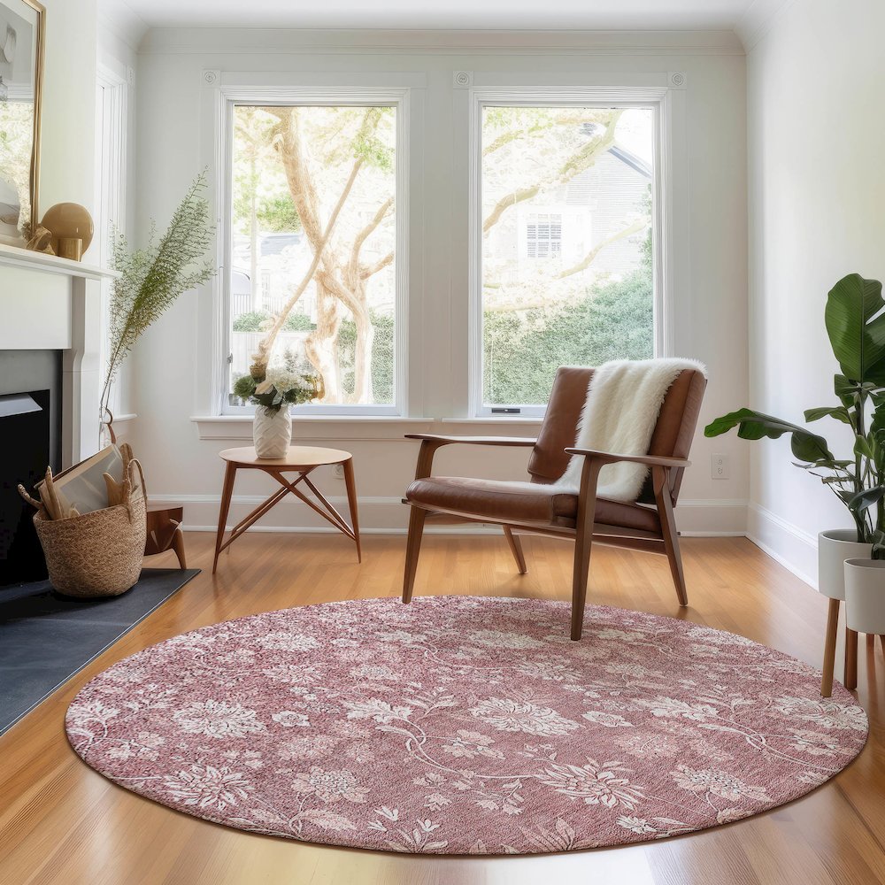 Premium Machine Washable Mayfield AMF681 Blush 8' x 8' Round Rug. Picture 5