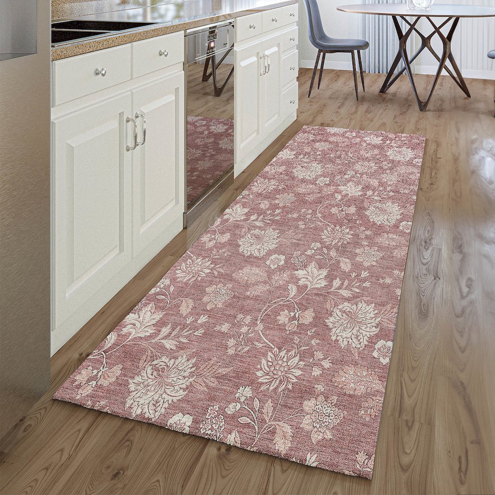 Premium Machine Washable Mayfield AMF681 Blush 2'3" x 7'6" Runner Rug. Picture 5