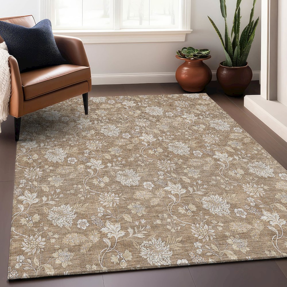 Premium Machine Washable Mayfield AMF681 Copper 2'6" x 3'10" Rug. Picture 6