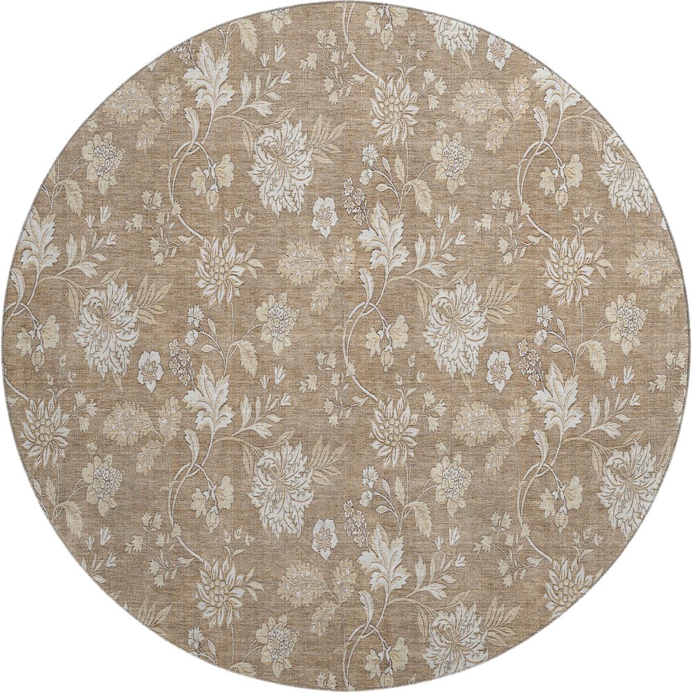 Premium Machine Washable Mayfield AMF681 Copper 8' x 8' Round Rug. Picture 1