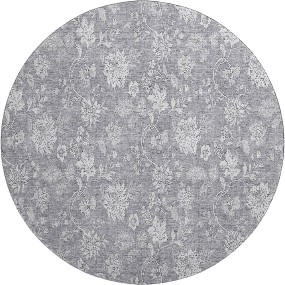 Premium Machine Washable Mayfield AMF681 Gray 8' x 8' Round Rug. Picture 1