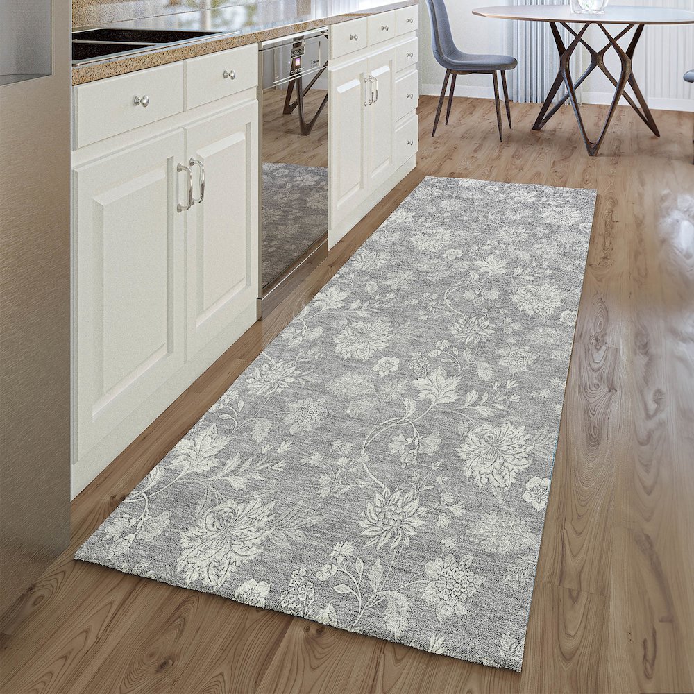 Premium Machine Washable Mayfield AMF681 Gray 2'3" x 7'6" Runner Rug. Picture 5