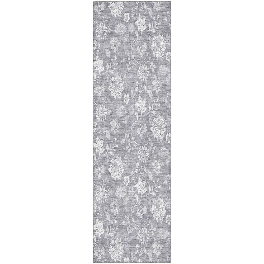 Premium Machine Washable Mayfield AMF681 Gray 2'3" x 7'6" Runner Rug. Picture 1