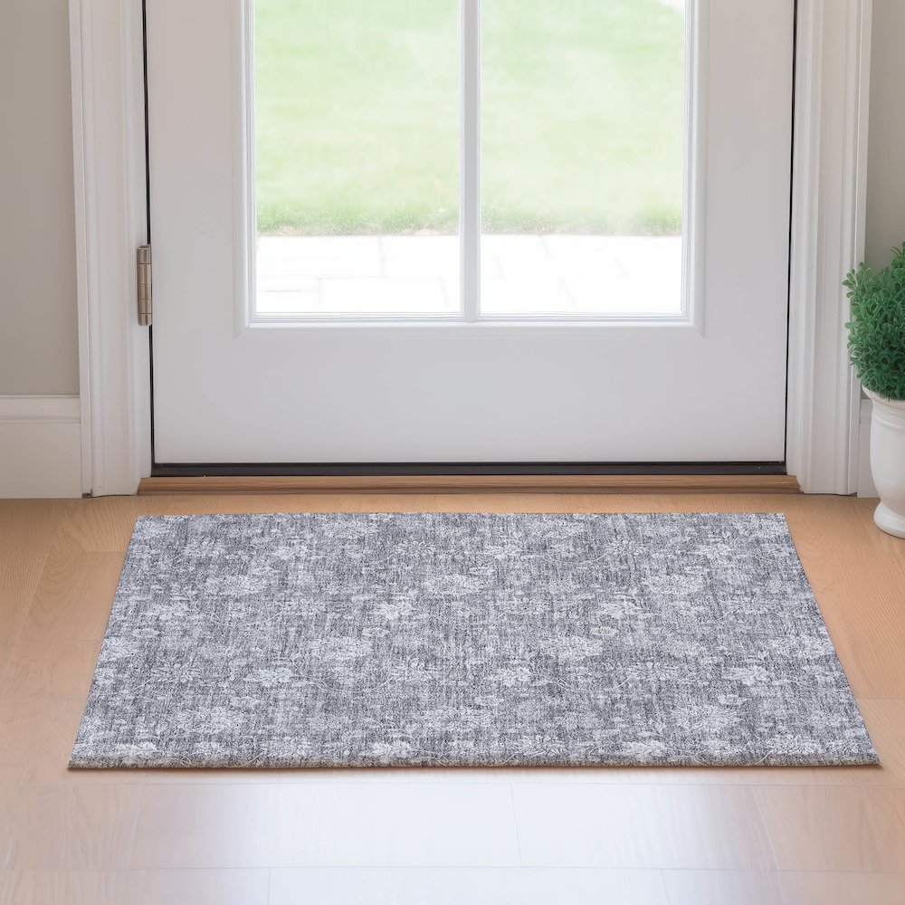Premium Machine Washable Mayfield AMF681 Gray 1'8" x 2'6" Rug. Picture 5