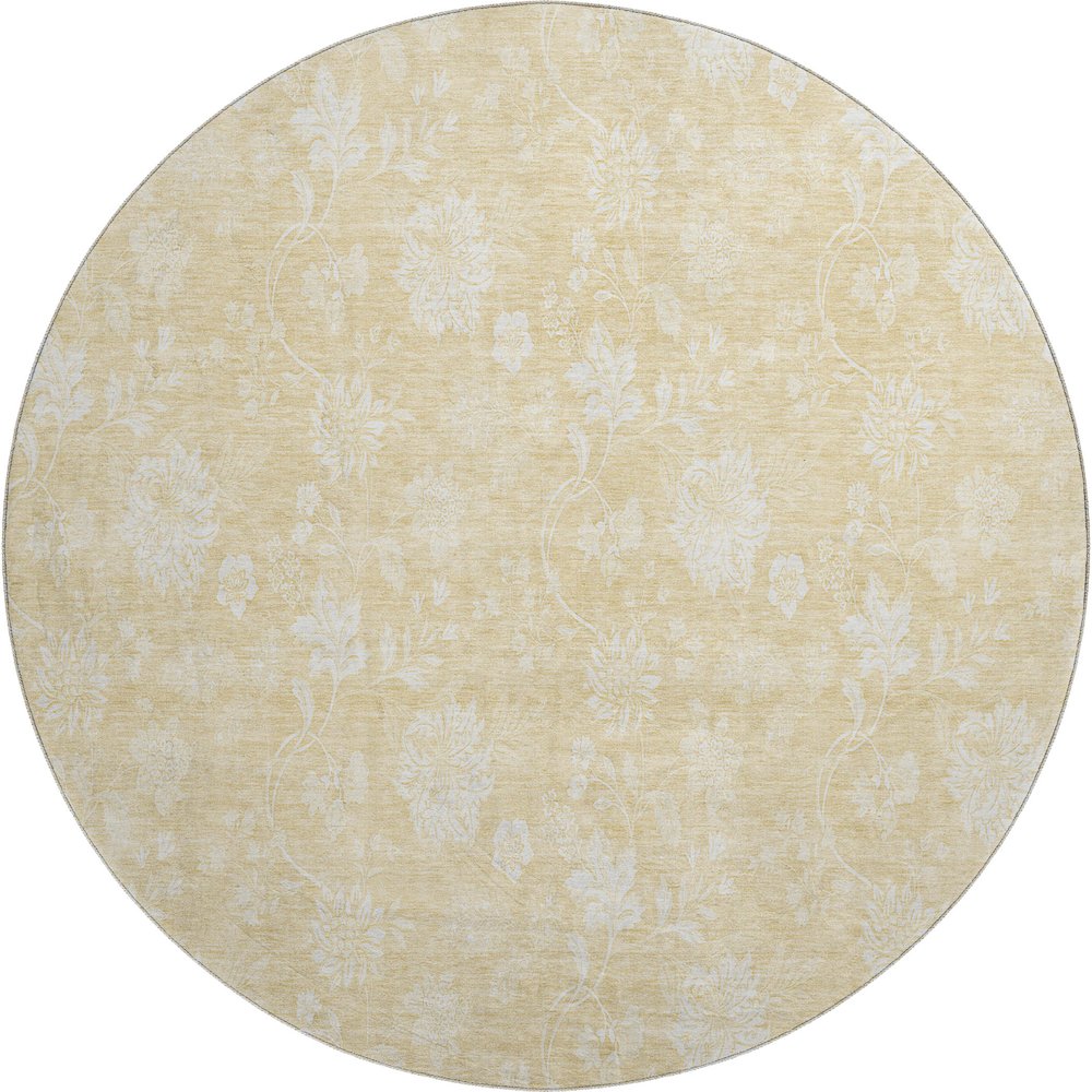 Premium Machine Washable Mayfield AMF681 Honey 8' x 8' Round Rug. Picture 1