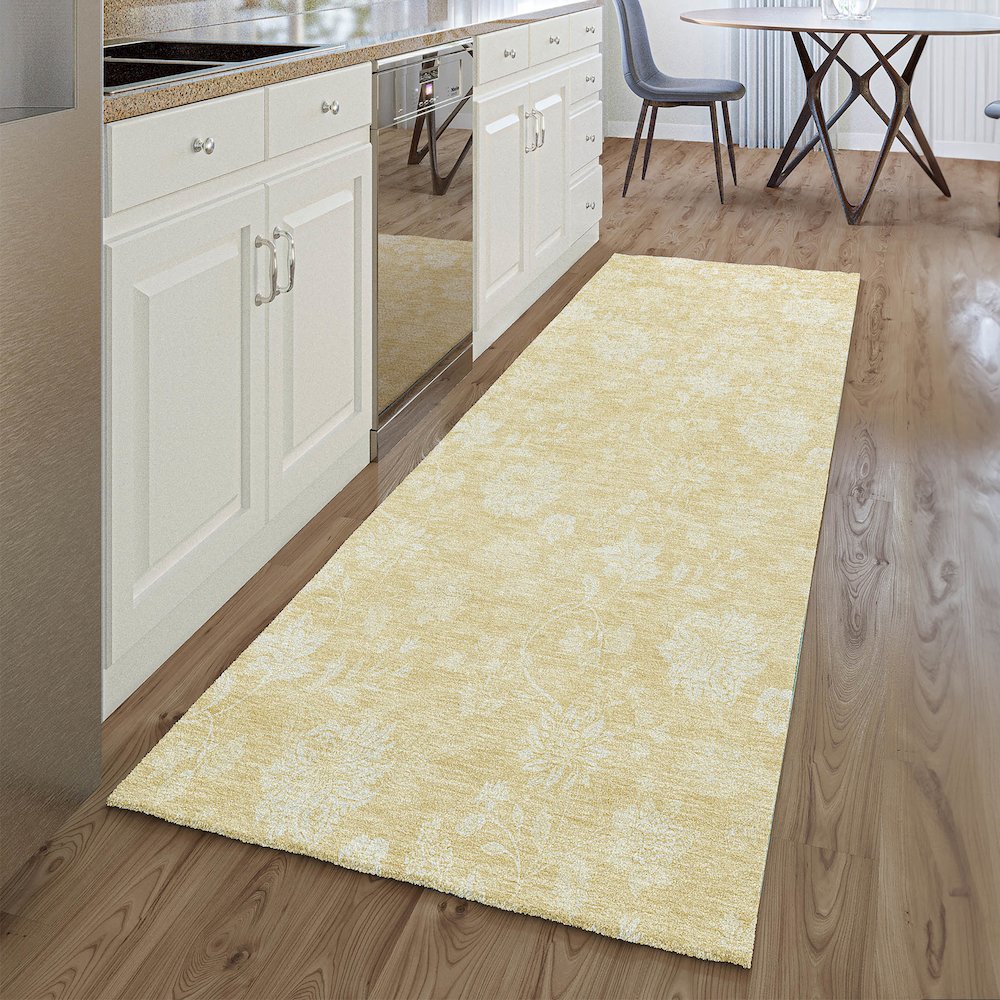 Premium Machine Washable Mayfield AMF681 Honey 2'3" x 7'6" Runner Rug. Picture 5