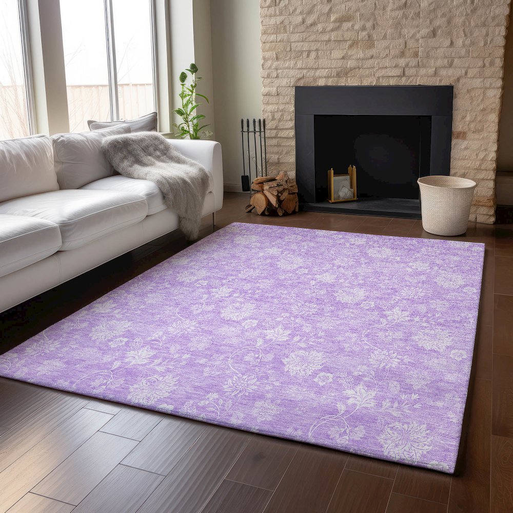 Premium Machine Washable Mayfield AMF681 Lilac 2'6" x 3'10" Rug. Picture 6