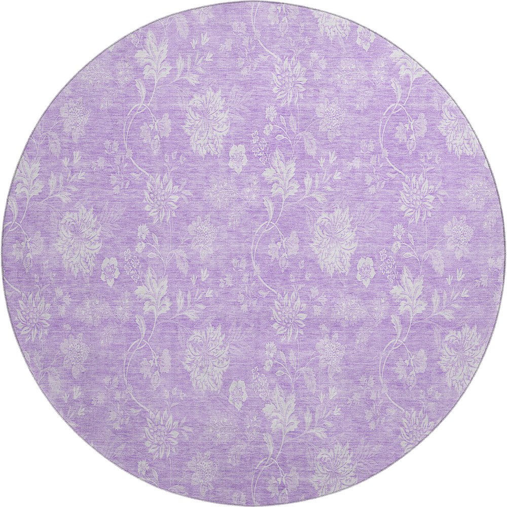 Premium Machine Washable Mayfield AMF681 Lilac 8' x 8' Round Rug. Picture 1