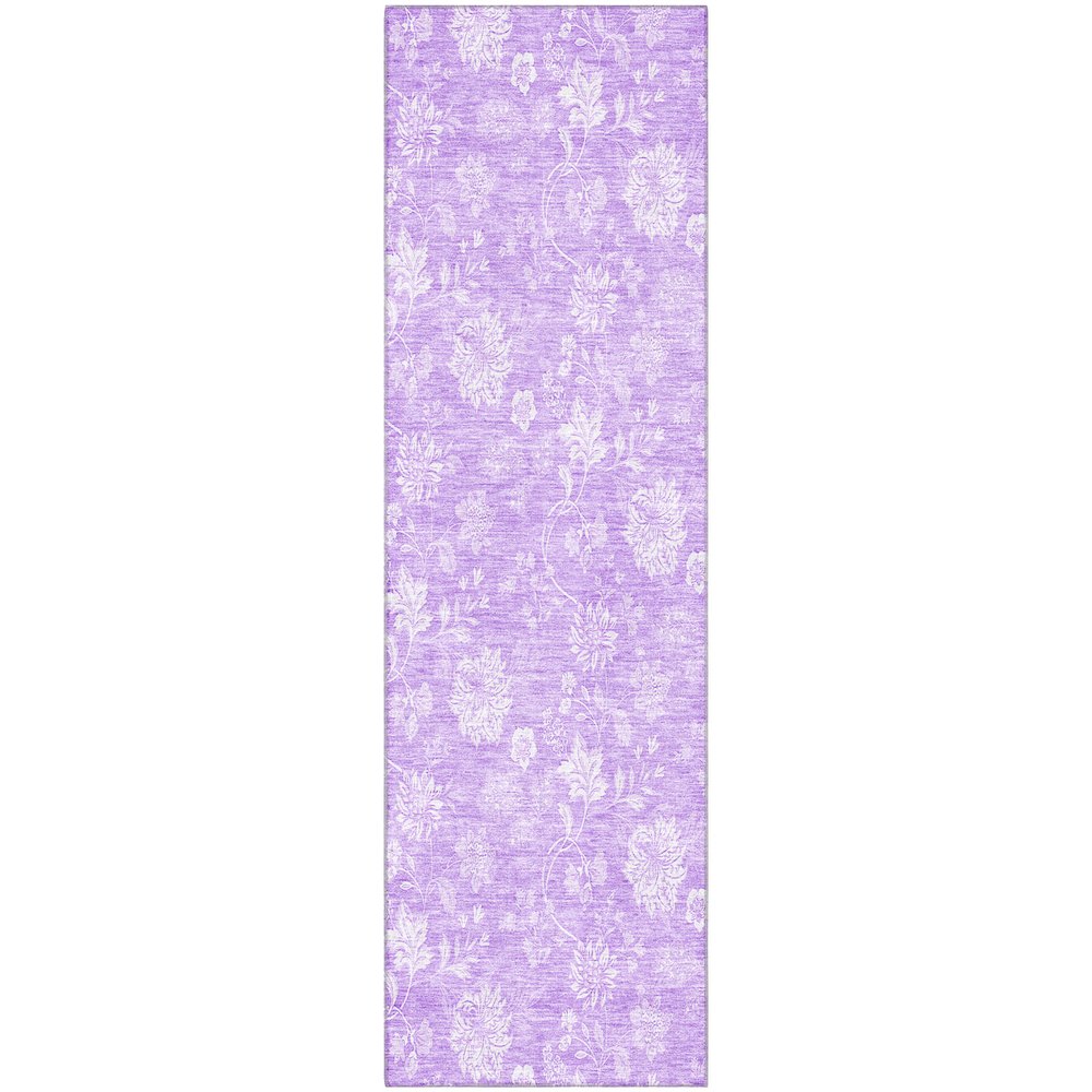 Premium Machine Washable Mayfield AMF681 Lilac 2'3" x 7'6" Runner Rug. Picture 1