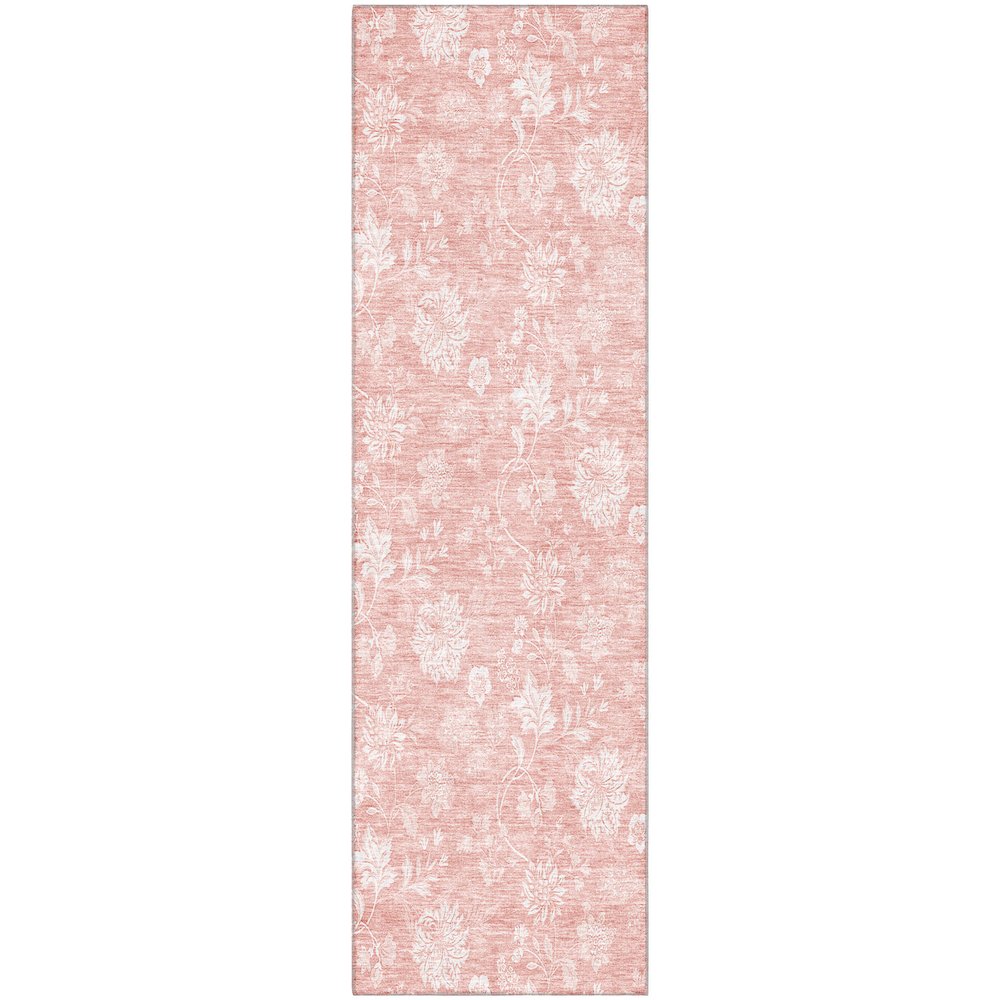 Premium Machine Washable Mayfield AMF681 Pink 2'3" x 7'6" Runner Rug. Picture 1