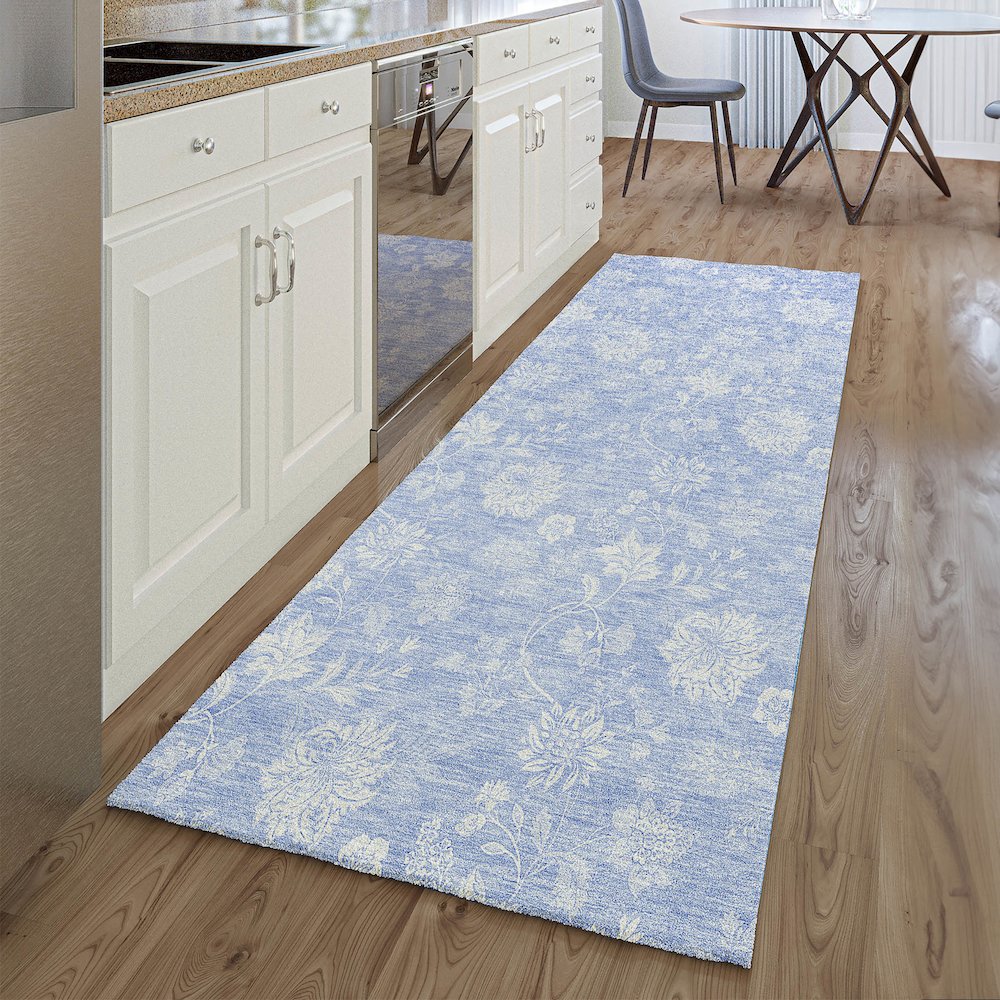 Premium Machine Washable Mayfield AMF681 Sky 2'3" x 7'6" Runner Rug. Picture 5