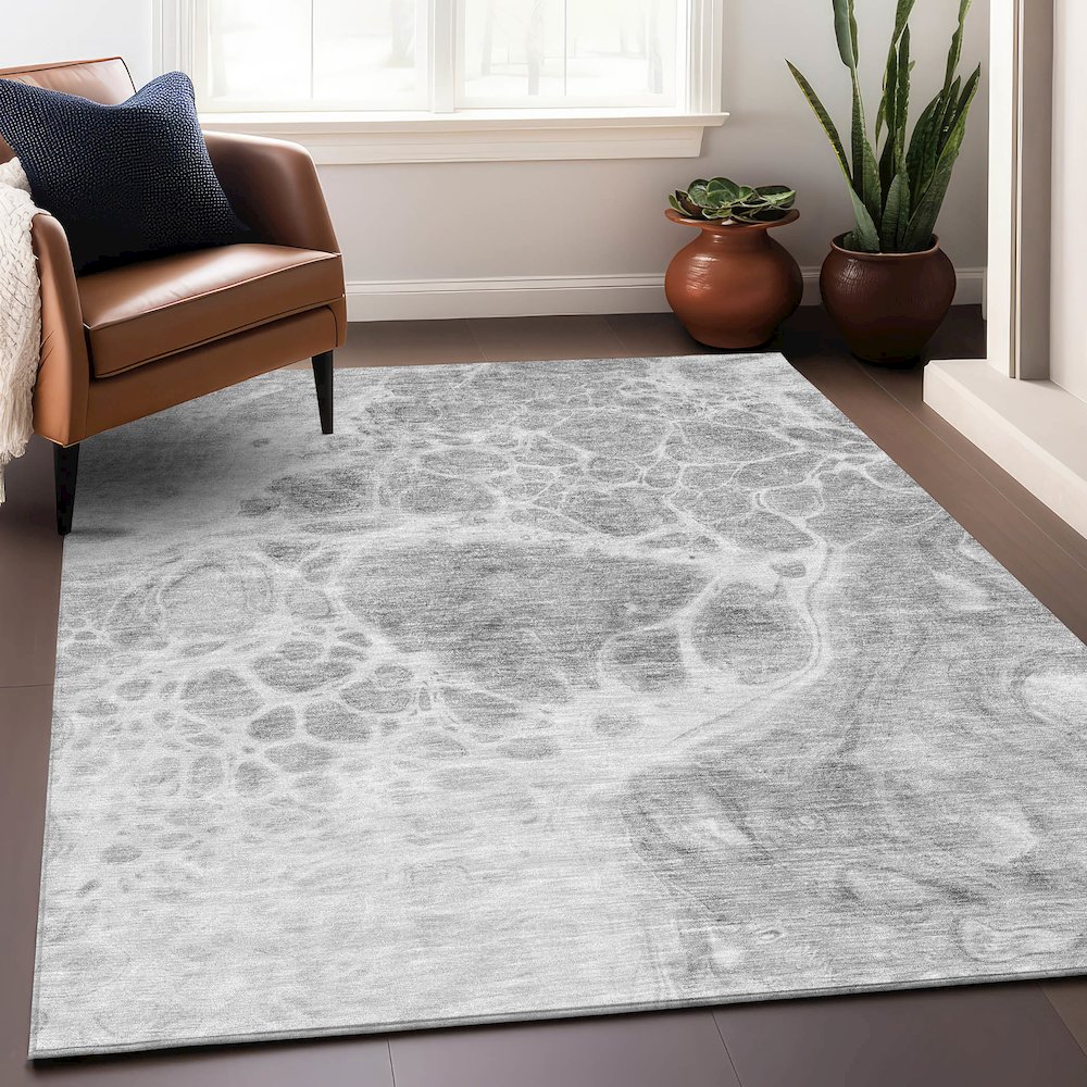 Premium Machine Washable Mayfield AMF682 Gray 2'6" x 3'10" Rug. Picture 6