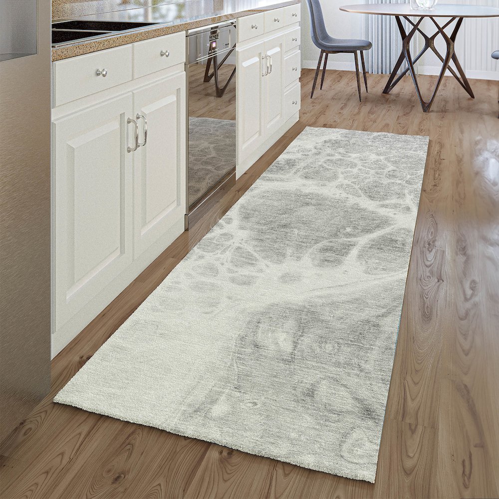 Premium Machine Washable Mayfield AMF682 Gray 2'3" x 7'6" Runner Rug. Picture 5