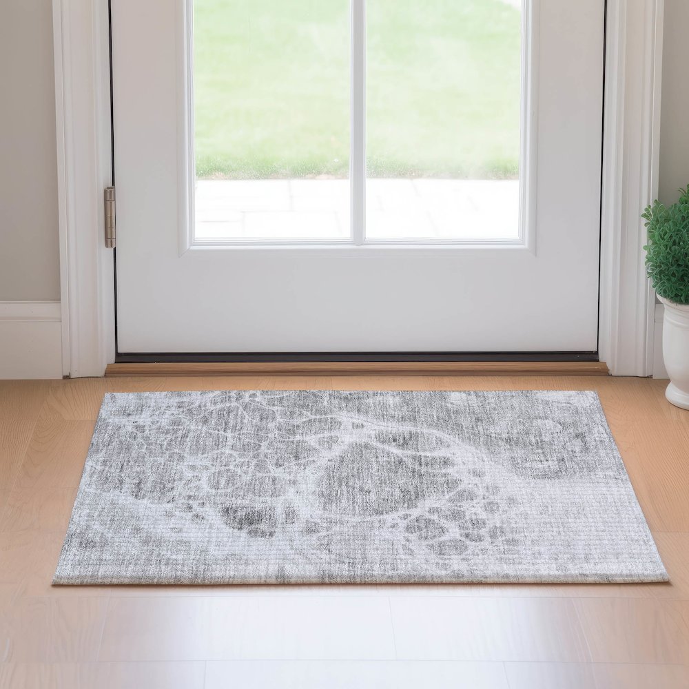Premium Machine Washable Mayfield AMF682 Gray 1'8" x 2'6" Rug. Picture 5