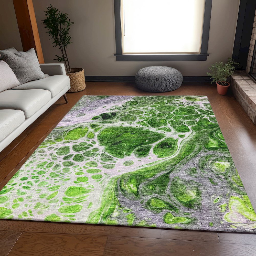 Premium Machine Washable Mayfield AMF682 Lime 2'6" x 3'10" Rug. Picture 5