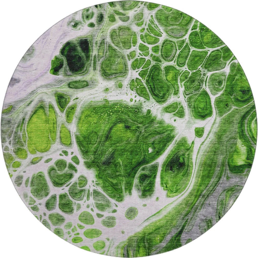 Premium Machine Washable Mayfield AMF682 Lime 8' x 8' Round Rug. Picture 1