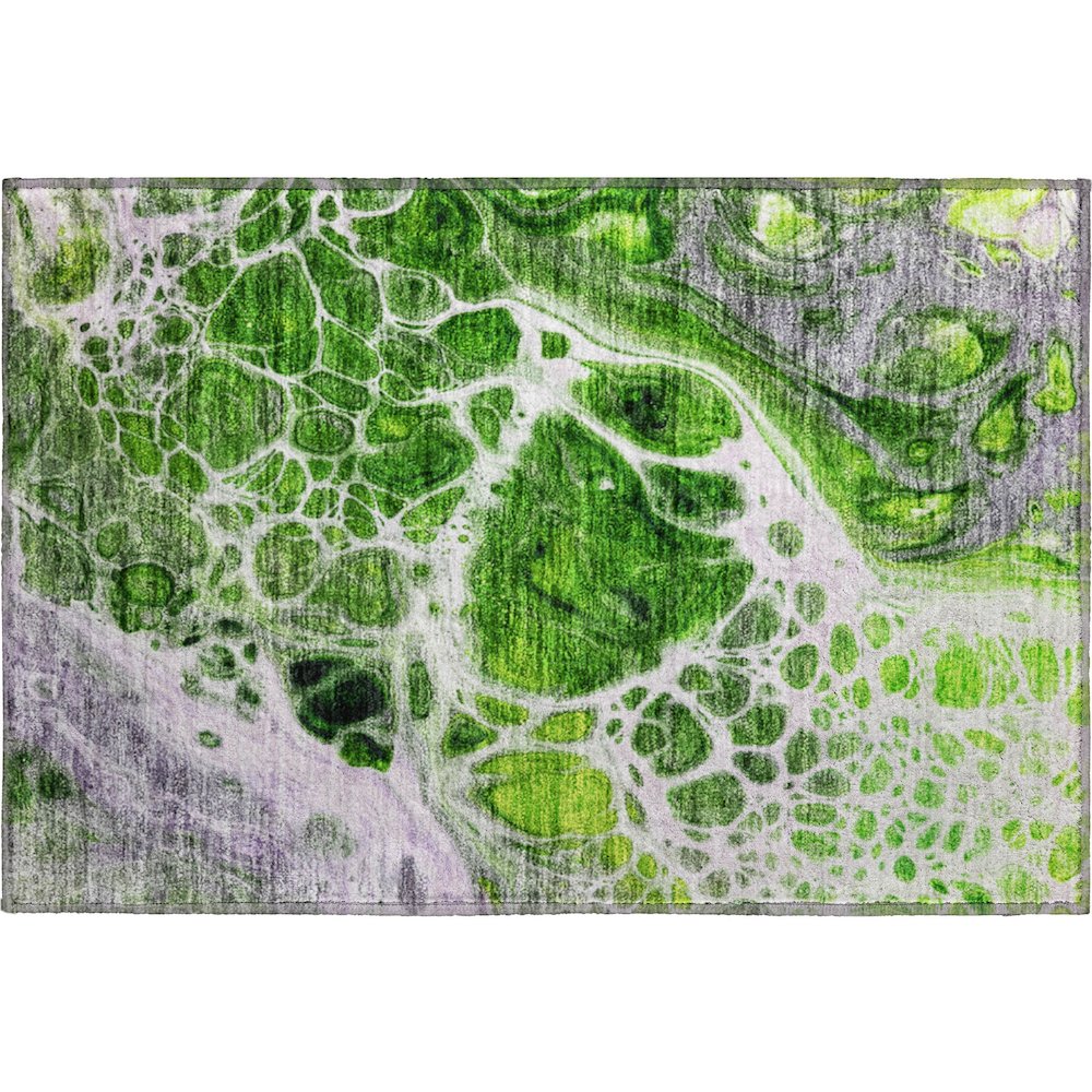 Premium Machine Washable Mayfield AMF682 Lime 1'8" x 2'6" Rug. Picture 1