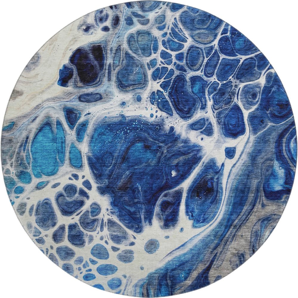 Premium Machine Washable Mayfield AMF682 Navy 8' x 8' Round Rug. Picture 1