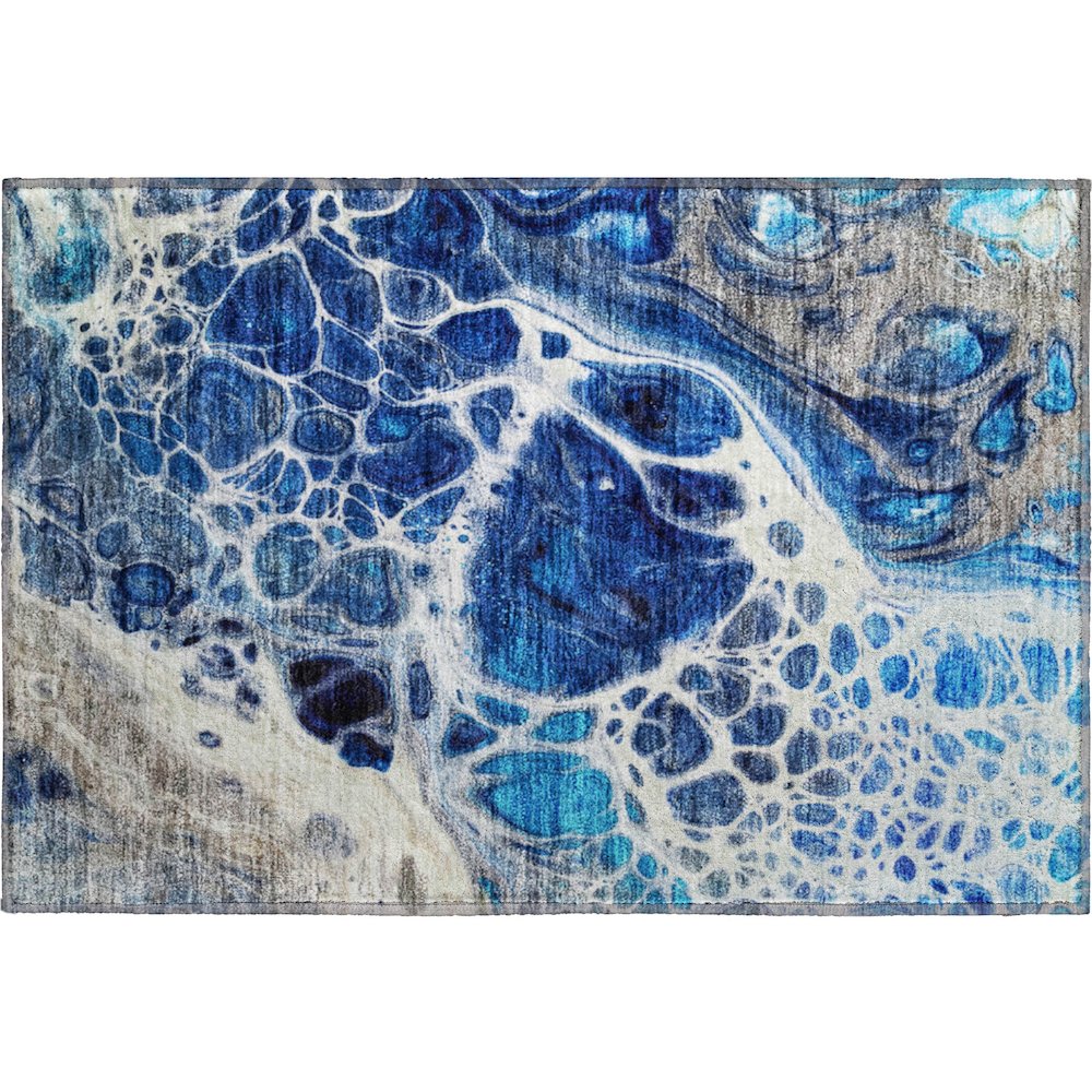 Premium Machine Washable Mayfield AMF682 Navy 1'8" x 2'6" Rug. Picture 1