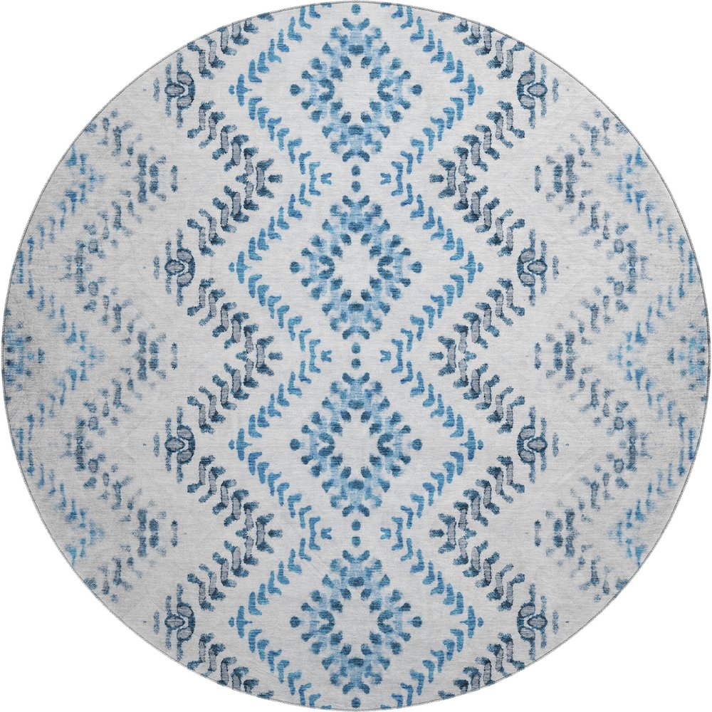 Premium Machine Washable Mayfield AMF684 Blue 8' x 8' Round Rug. Picture 1