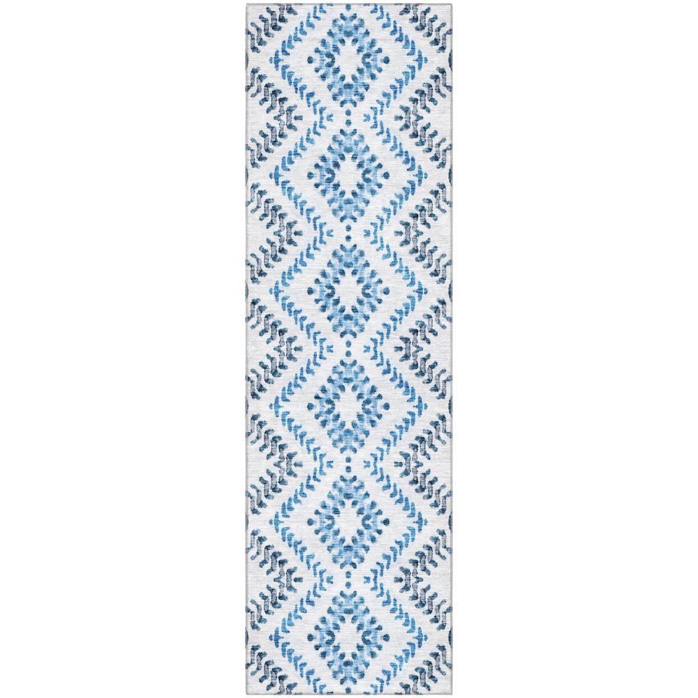 Premium Machine Washable Mayfield AMF684 Blue 2'3" x 7'6" Runner Rug. Picture 1