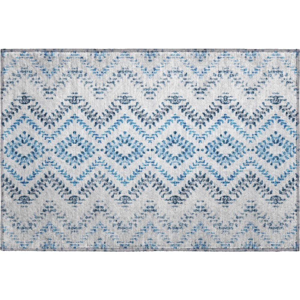 Premium Machine Washable Mayfield AMF684 Blue 1'8" x 2'6" Rug. Picture 1