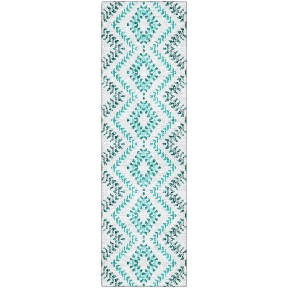 Premium Machine Washable Mayfield AMF684 Teal 2'3" x 7'6" Runner Rug. Picture 1