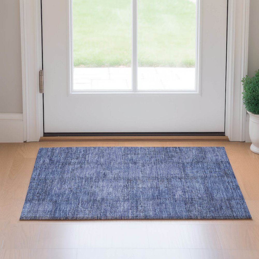 Premium Machine Washable Mayfield AMF685 Blue 1'8" x 2'6" Rug. Picture 5