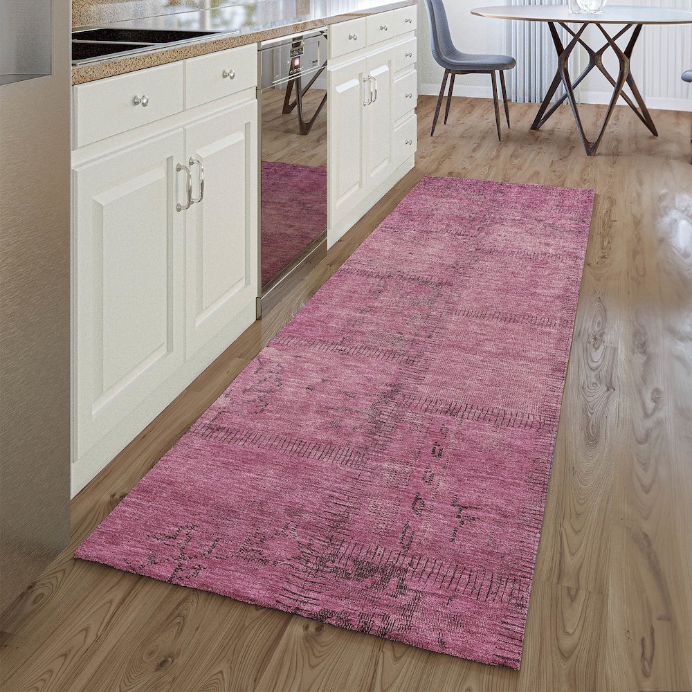 Premium Machine Washable Mayfield AMF685 Blush 2'3" x 7'6" Runner Rug. Picture 5