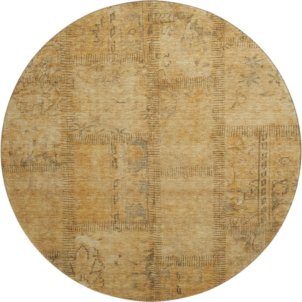 Premium Machine Washable Mayfield AMF685 Copper 8' x 8' Round Rug. Picture 1
