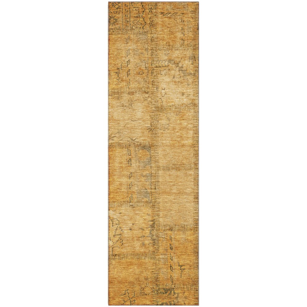 Premium Machine Washable Mayfield AMF685 Copper 2'3" x 7'6" Runner Rug. Picture 1