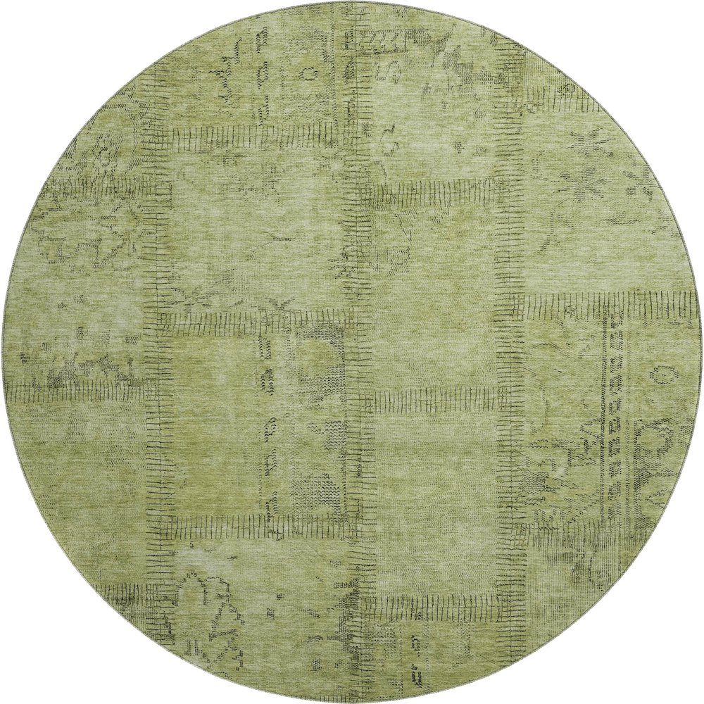 Premium Machine Washable Mayfield AMF685 Fern 8' x 8' Round Rug. Picture 1