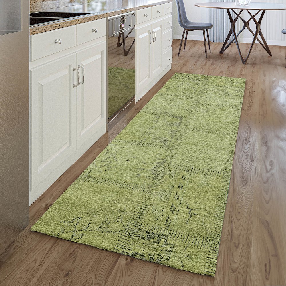 Premium Machine Washable Mayfield AMF685 Fern 2'3" x 7'6" Runner Rug. Picture 5