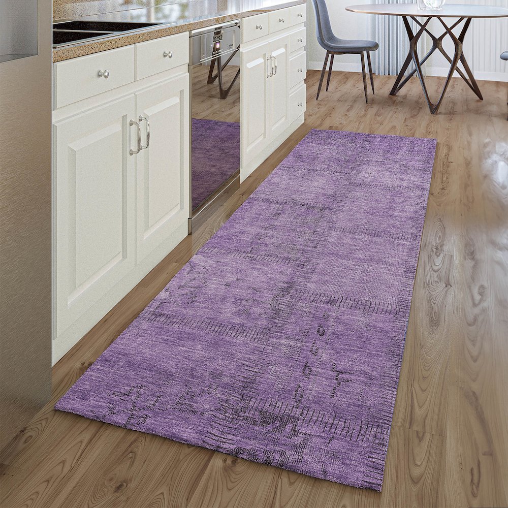 Premium Machine Washable Mayfield AMF685 Purple 2'3" x 7'6" Runner Rug. Picture 5