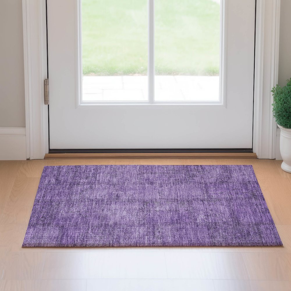 Premium Machine Washable Mayfield AMF685 Purple 1'8" x 2'6" Rug. Picture 5