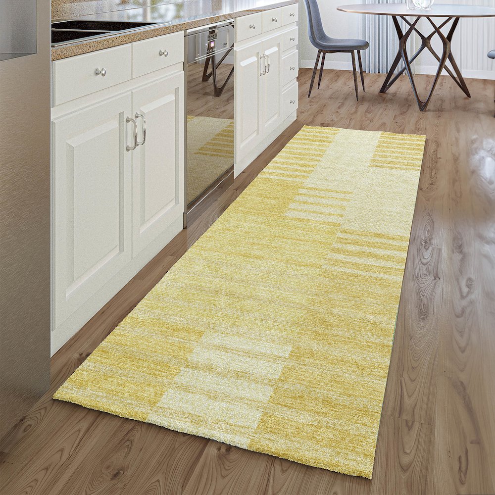 Premium Machine Washable Mayfield AMF686 Honey 2'3" x 7'6" Runner Rug. Picture 5