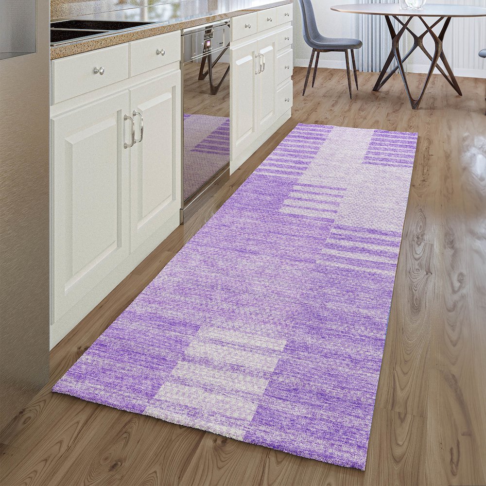 Premium Machine Washable Mayfield AMF686 Lavender 2'3" x 7'6" Runner Rug. Picture 5