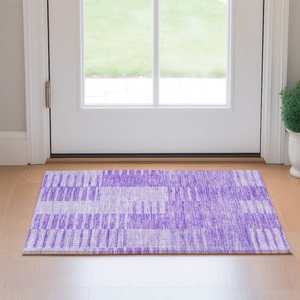 Premium Machine Washable Mayfield AMF686 Lavender 1'8" x 2'6" Rug. Picture 5