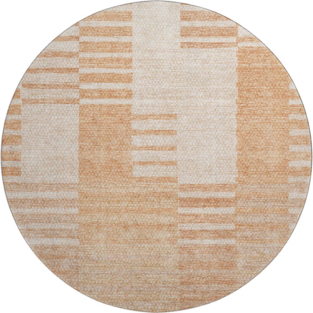 Premium Machine Washable Mayfield AMF686 Salmon 8' x 8' Round Rug. Picture 1