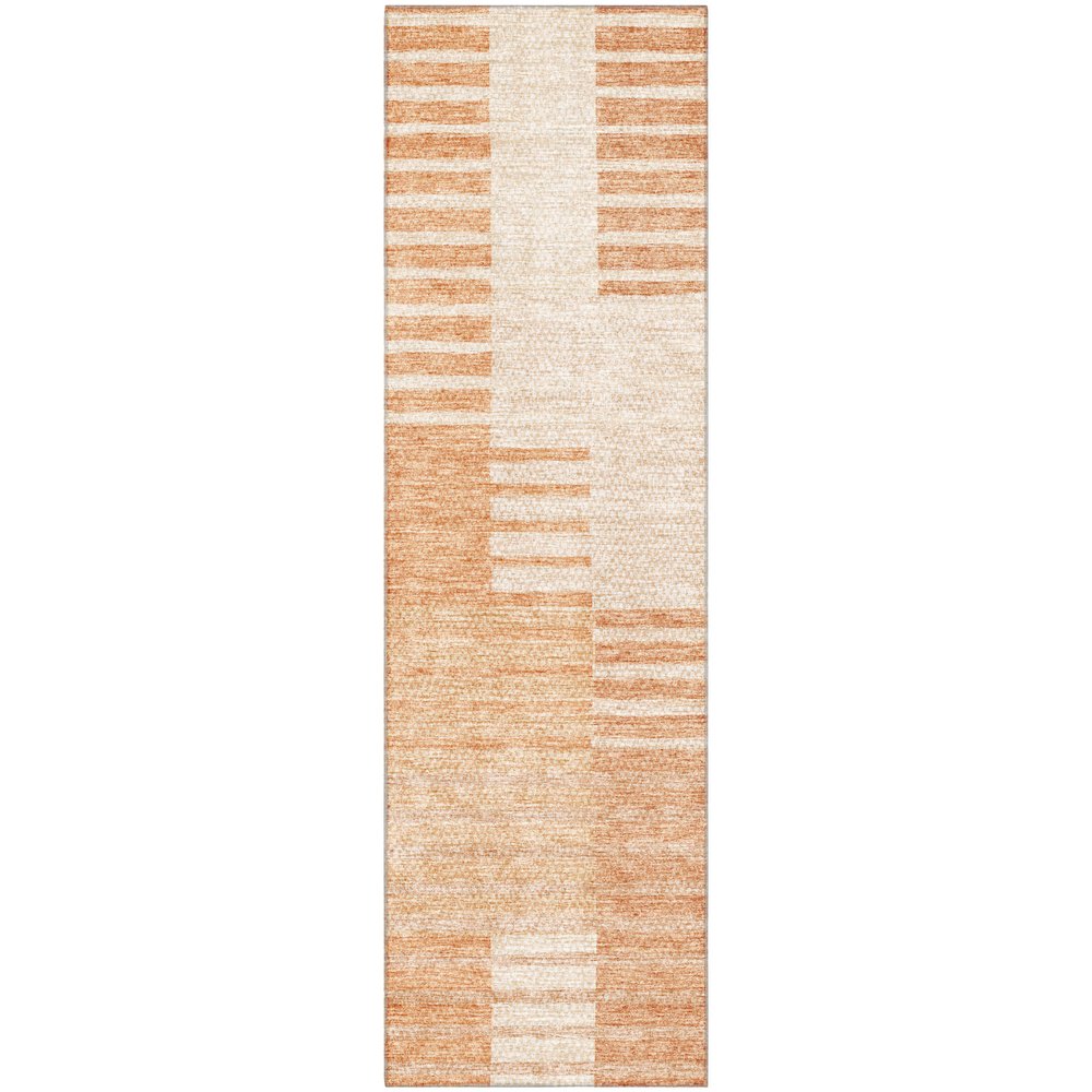 Premium Machine Washable Mayfield AMF686 Salmon 2'3" x 7'6" Runner Rug. Picture 1