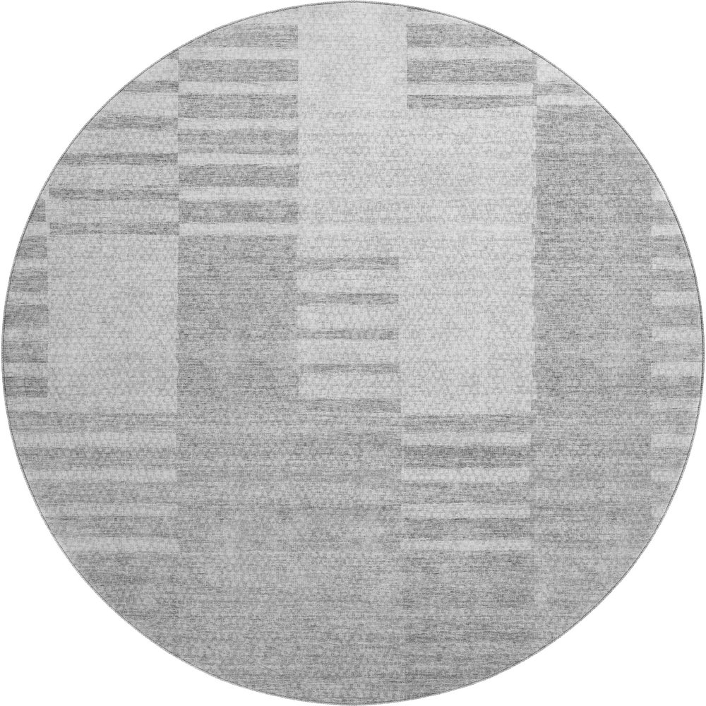 Premium Machine Washable Mayfield AMF686 Silver 8' x 8' Round Rug. Picture 1