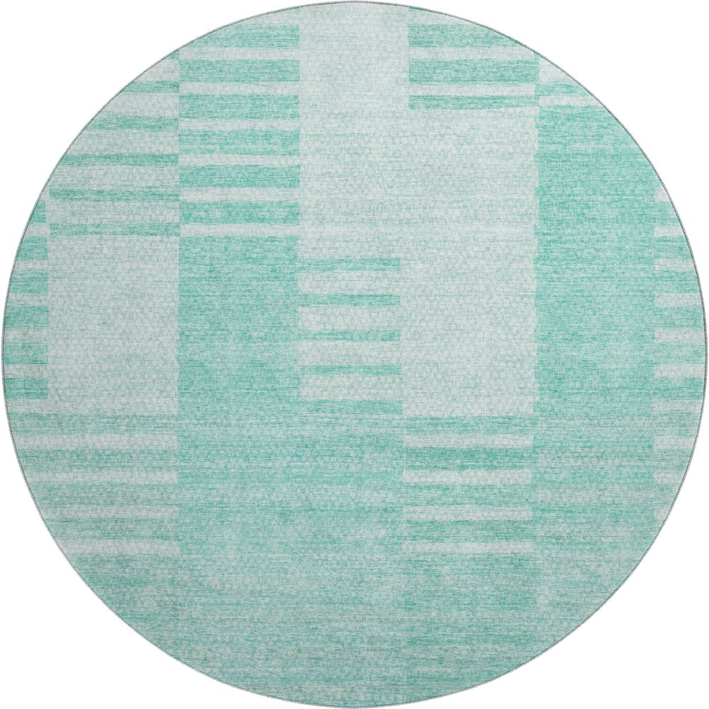 Premium Machine Washable Mayfield AMF686 Teal 8' x 8' Round Rug. Picture 1