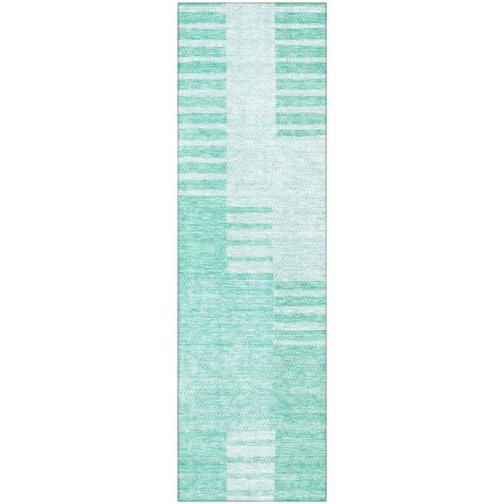Premium Machine Washable Mayfield AMF686 Teal 2'3" x 7'6" Runner Rug. Picture 1